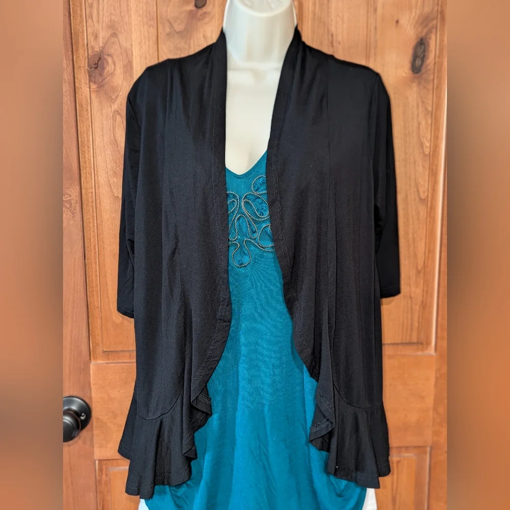 Black Open-Front‎ Women's Sweater